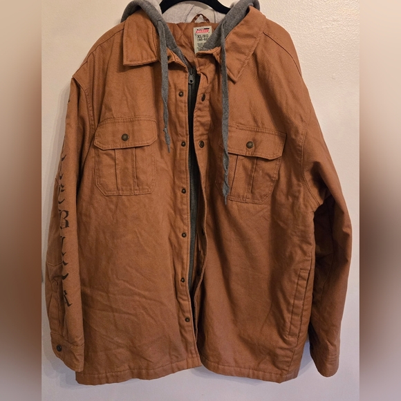 Dickies Upcycled Tan Utility Jacket Streetwear Grunge Art To Wear XL - Picture 2 of 10